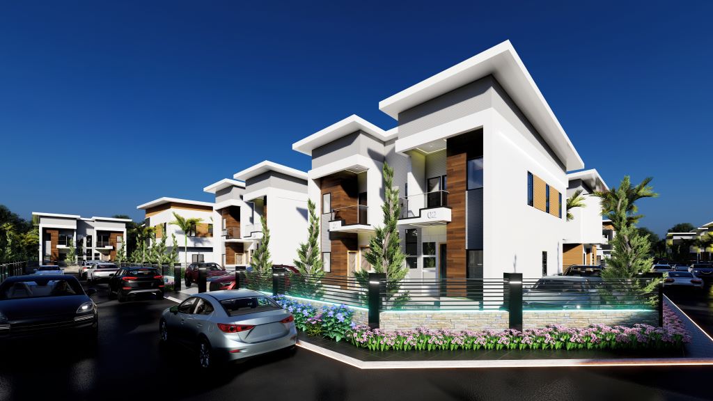 Different house types under construction at Afunbiowo Estate
